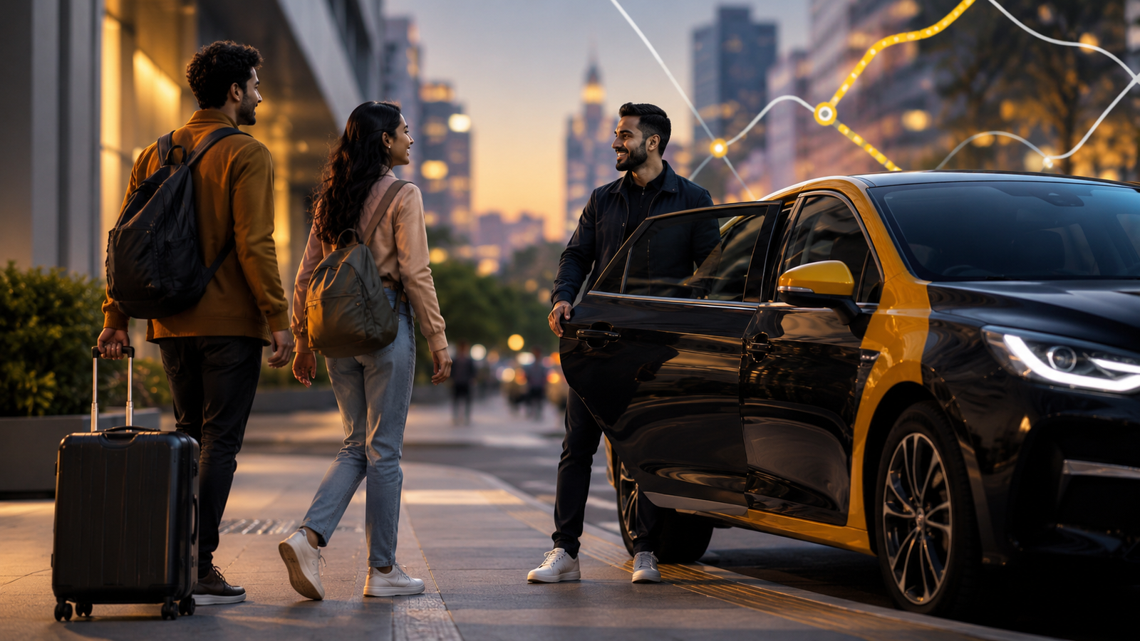 Passengers sharing a ride in the city